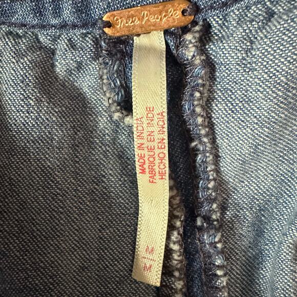 Free People Retro 90s Soraya Light Denim Sky Drop Waist Midi Jumper Dress Medium - Picture 11 of 13